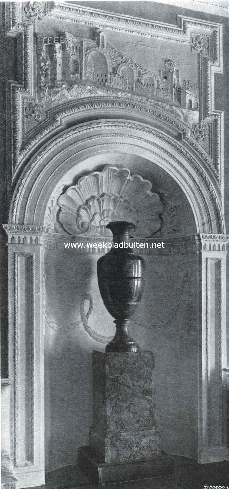 Het kasteel Biljoen. Wanddtail in de Groote Zaal