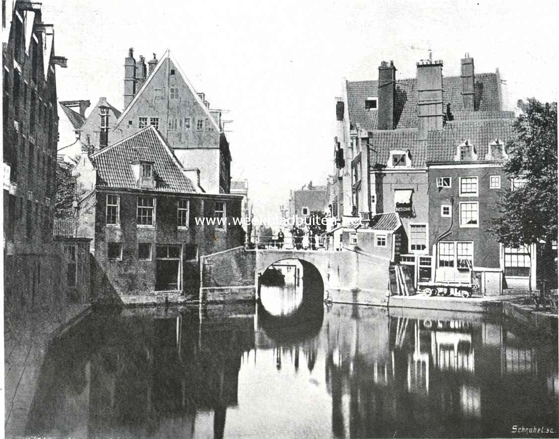 Het Rokin te Amsterdam II. De achterzijde van de Grimnessesluis (naar een foto van omstreeks 1865)