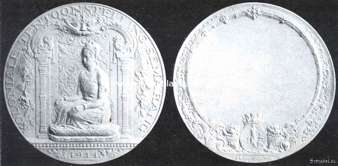 Medaille, uitgegeven door de koloniale tentoonstelling te Semarang.Vervaardigd door de Kon. Utrechtsche fabriek van Zilverwerken van C.J. Begeer, ontworpen door J.C. Wienecke