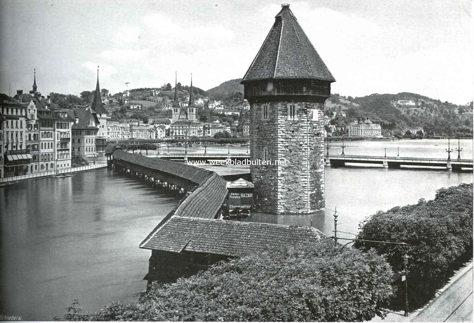 Luzern. De Kapell-brcke met Wasserturm