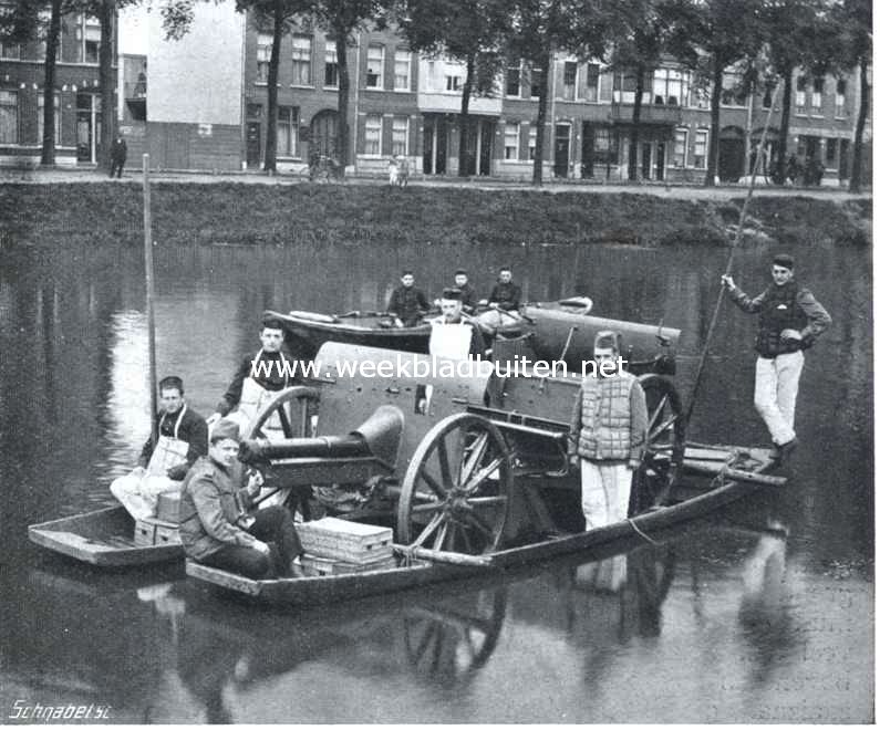 Varen met kanonnen. Veldvuurmond met caissonachterwagen op twee schouwen