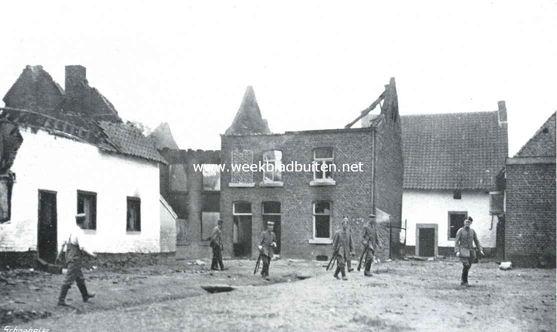 De Europeesche oorlog. Het door de Duitschers verwoeste dorp Mouland