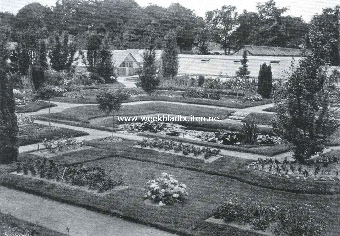 De tuin der Gerard-Adriaan-Van-Swieten-Tuinbouwschool te Frederiksoord. Perk- en waterplanten in den Franschen aanleg