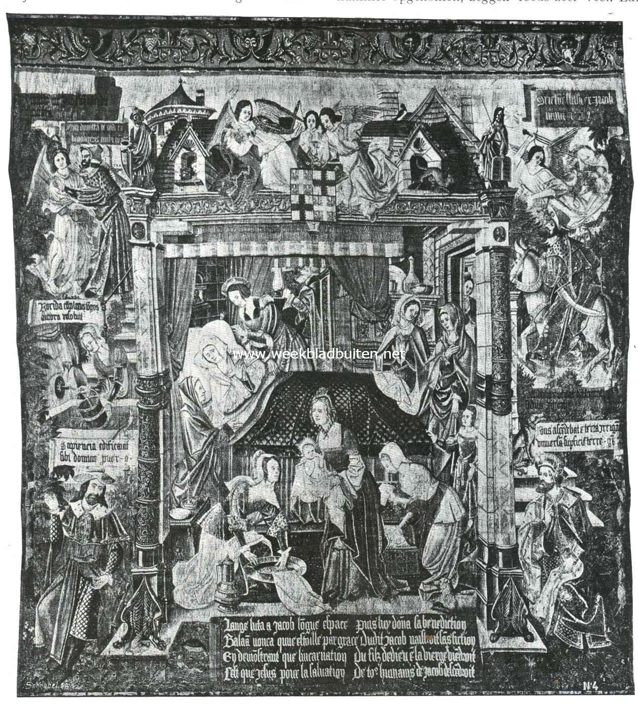 Reims. Gobelin in de kathedraal, voorstellende de geboorte van de Heilige Maagd