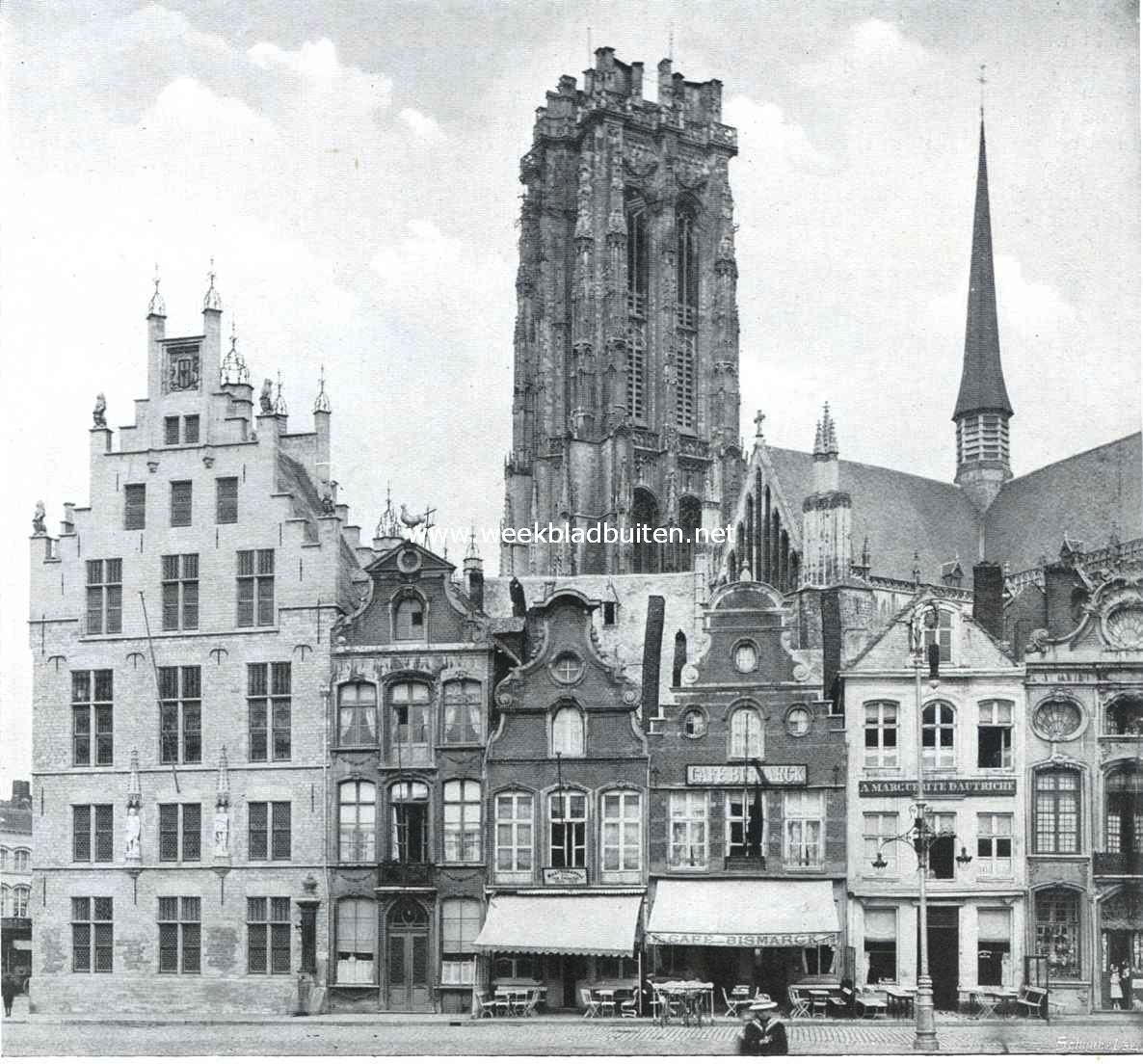 Mechelen. Noord-westzijde der Markt vr den oorlog