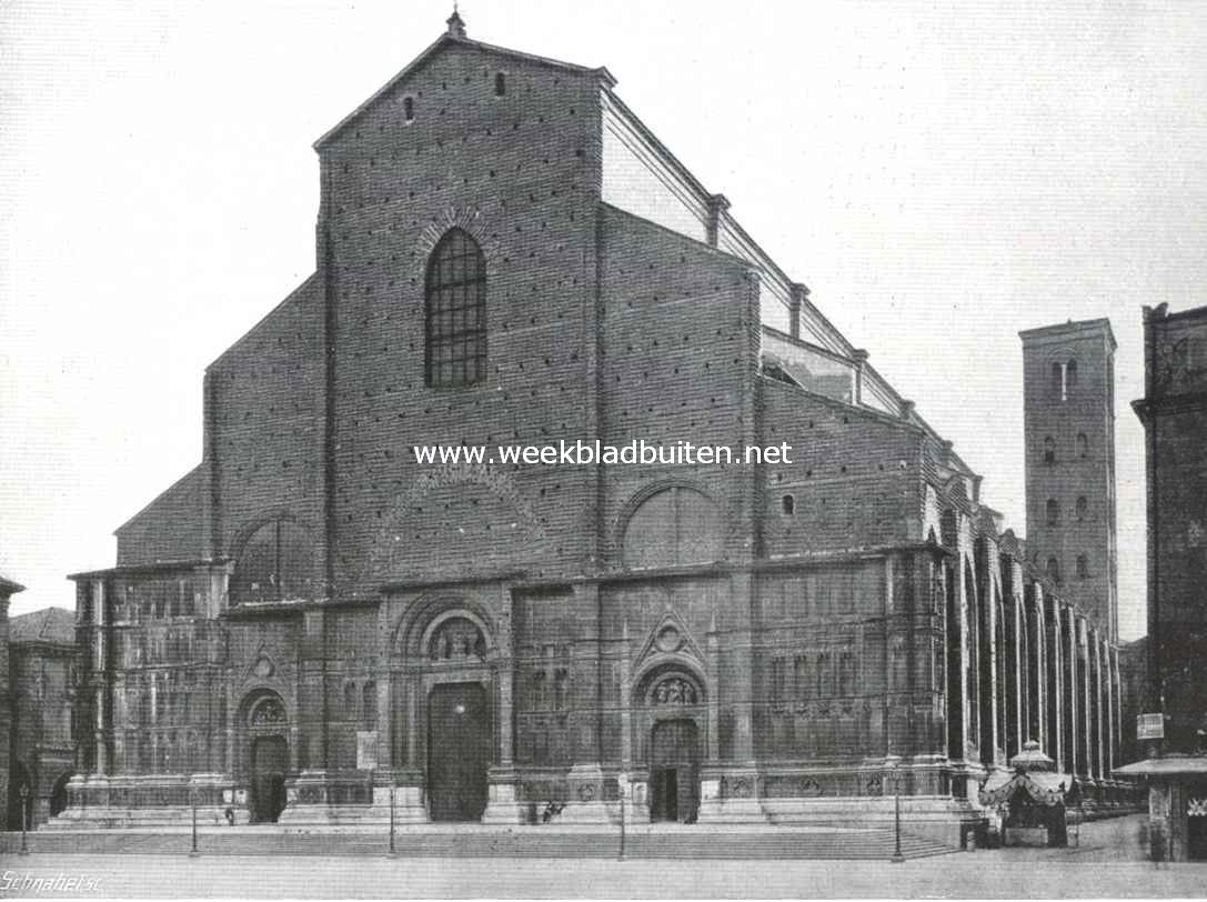 Bologna. De voorgevel van de St. Petronius