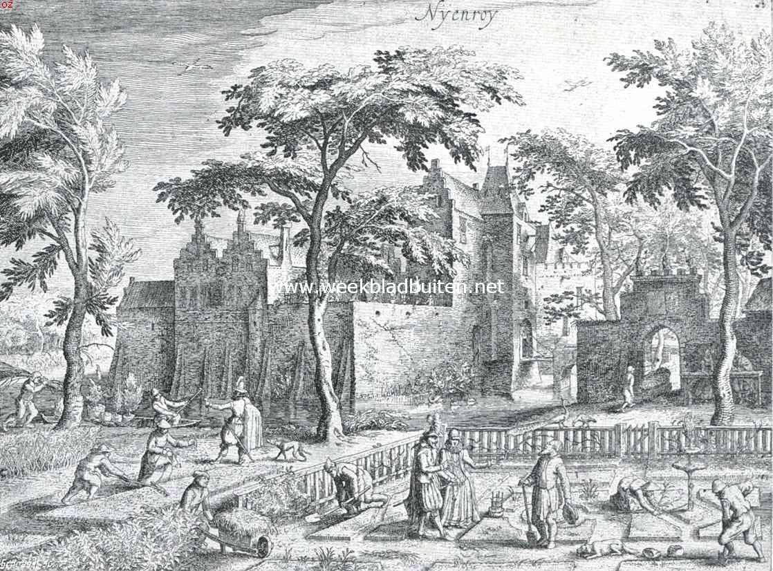 Het kasteel Nyenrode. Noord-Oostzijde vr 1620. Naar de ets door Vinckeboons, voorstellende de lente