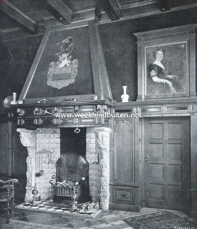 Het kasteel Nyenrode. Schouw in de heerenkamer