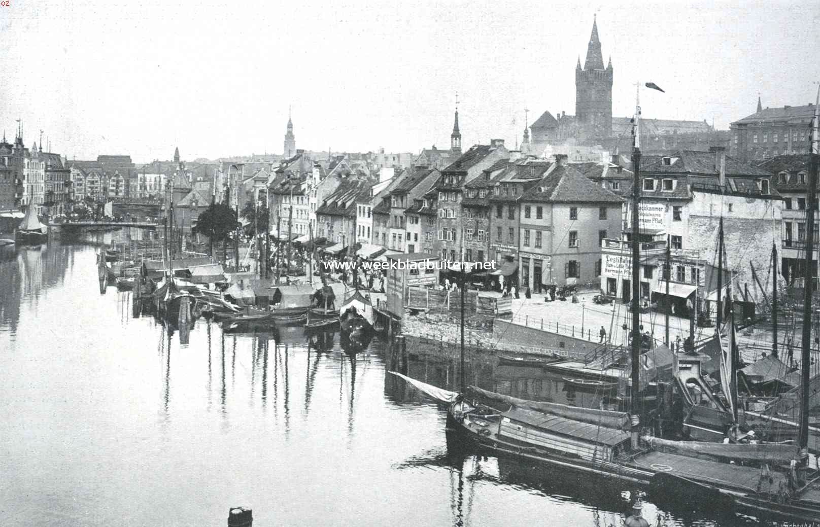 Koningsbergen, de oude Pruisische hoofdstad. Koningsbergen. De Pregel met Vischmarkt