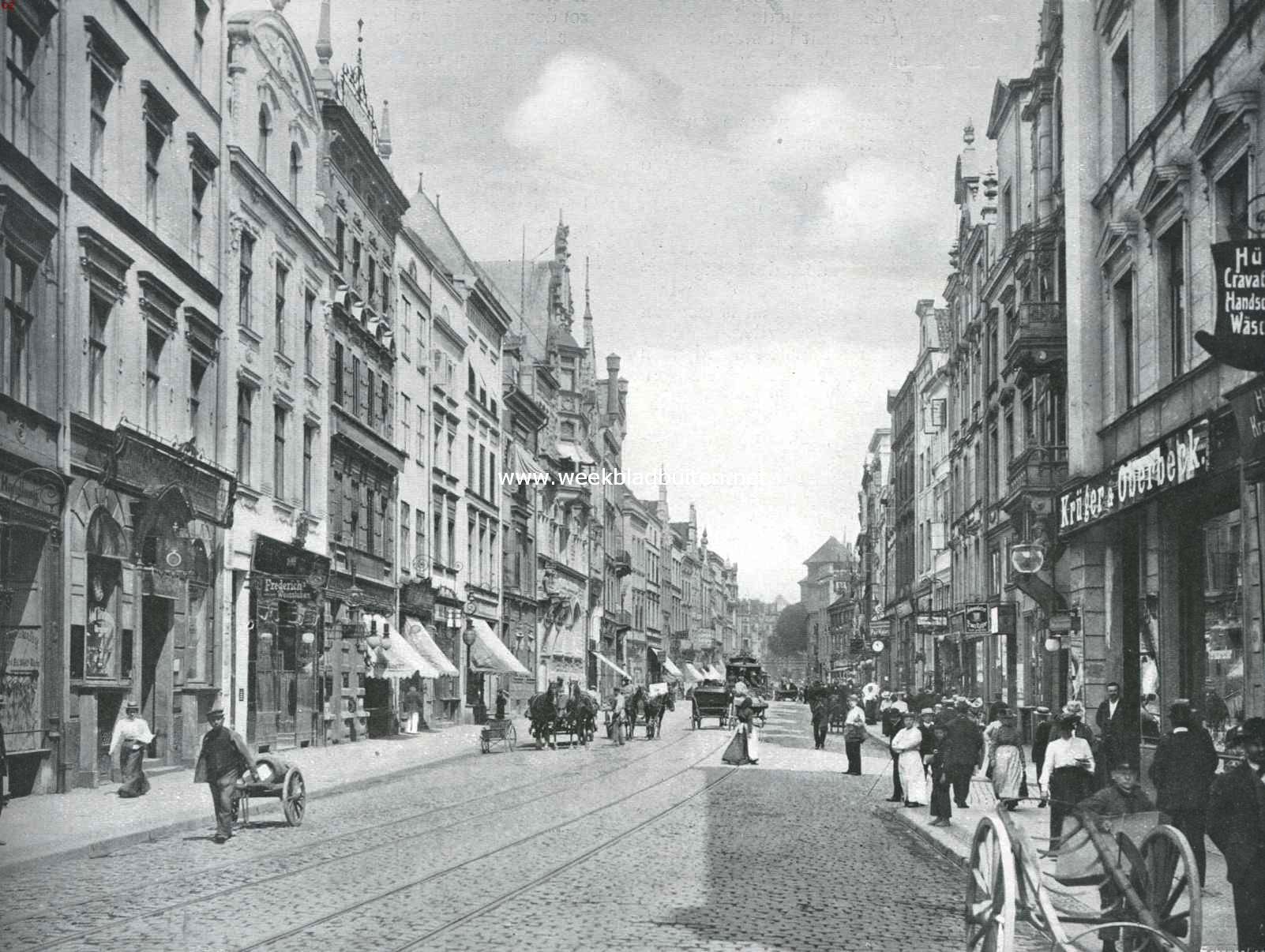 Koningsbergen. De Kneiphfsche Langgasse, een van de voornaamste straten der stad
