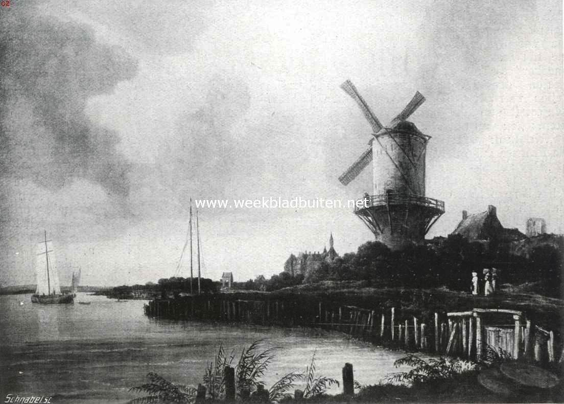 Dezelfde korenmolen te Wijk-bij-Duurstede in de 17e eeuw met schildersoogen gezien. Naar het bekende schilderij van Ruysdael in het Rijksmuseum