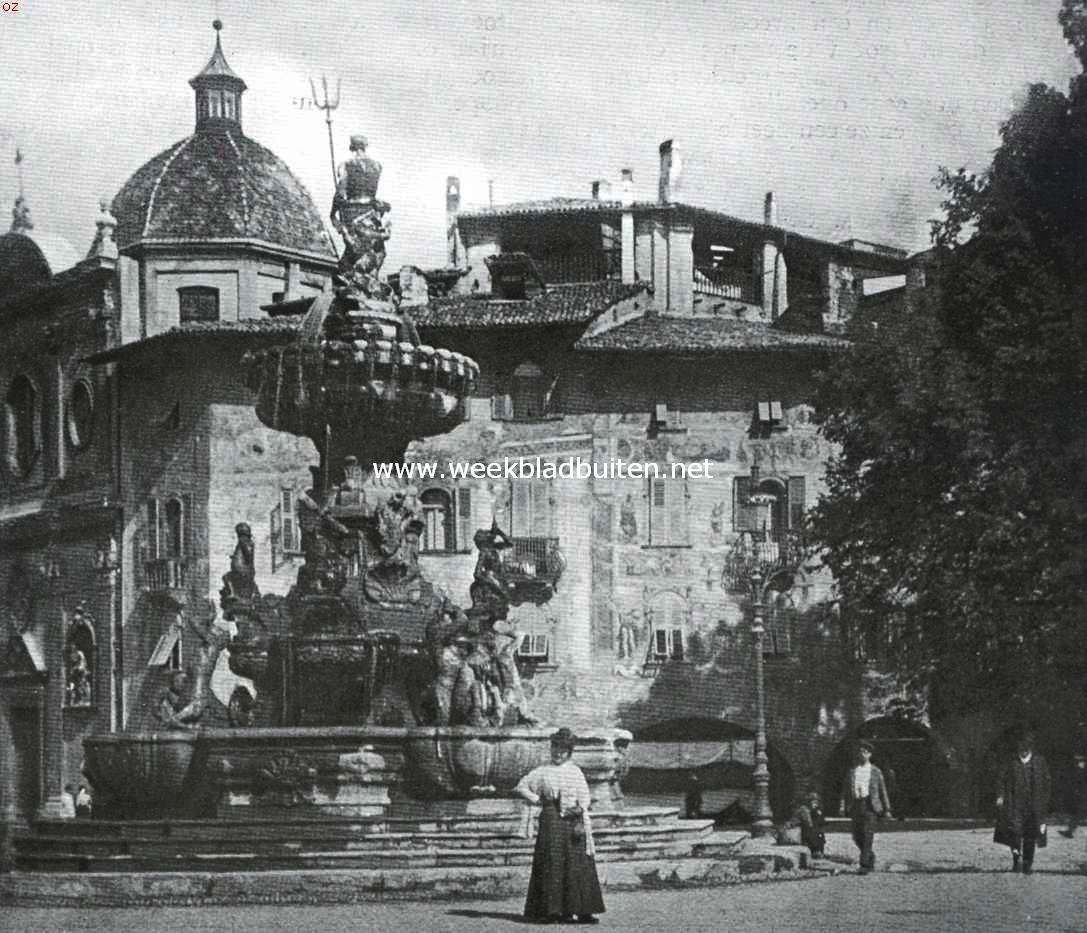 Italiaansche wensen. Zuid-Tirol: het domplein te Triente, de hoofdstad van Trentino