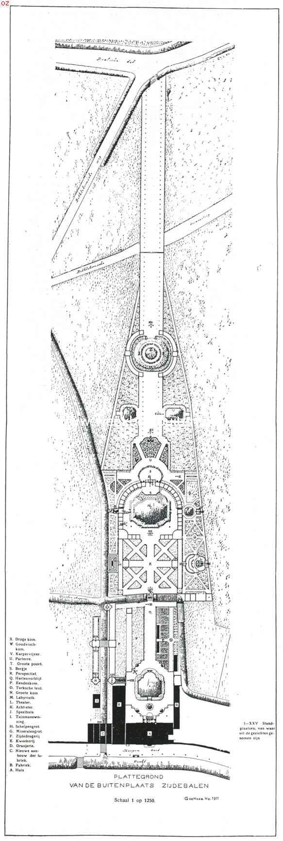 Verdwenen buitenplaatsen in de Vechtstreek. Plattegrond van Zijdebalen, gereconstrueerd door mr. F.S. Muller en dr. Vogelsang