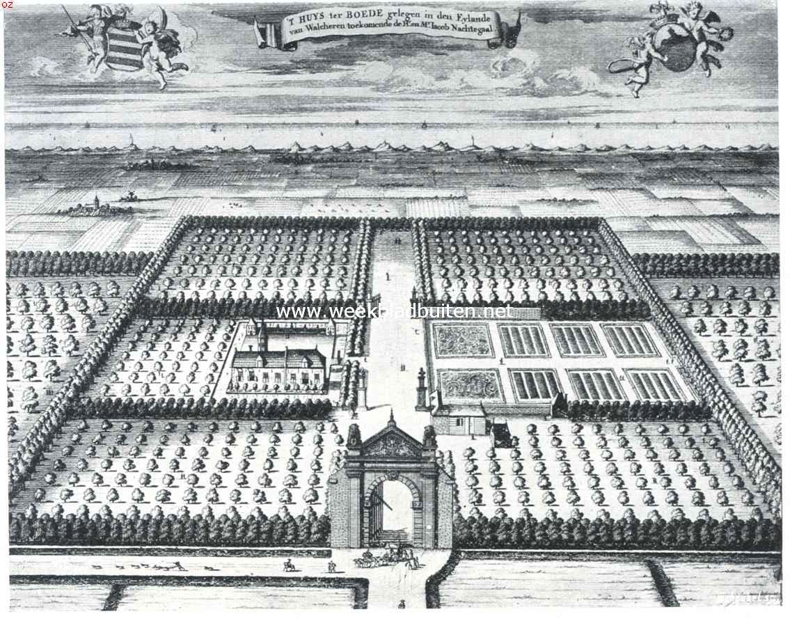 Walchersche kasteelen en buitenplaatsen. Huize Der Boede met tuinen, in den aanvang der achttiende eeuw