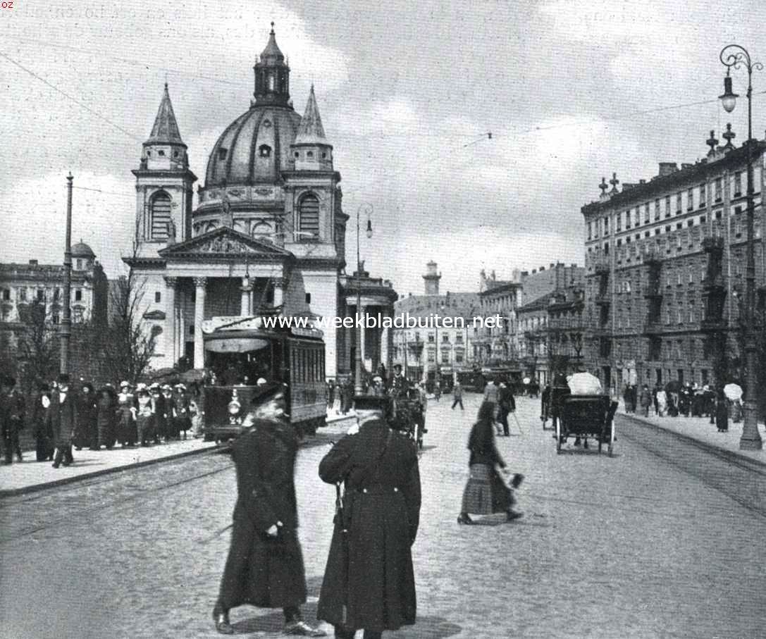Twee Poolsche koningssteden. Het Alexanderplein en de kerk van dien naam te Warschau