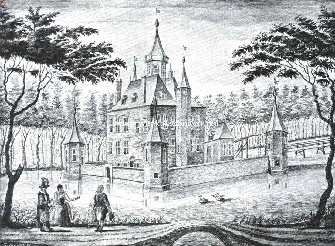 Verdwenen kasteelen om en in Rotterdam. Het slot te Capelle aan den Ijssel in welstand. Naar een teekening van Jan Kortebrant, 1752, berustende op het gemeente-archief te Rotterdam