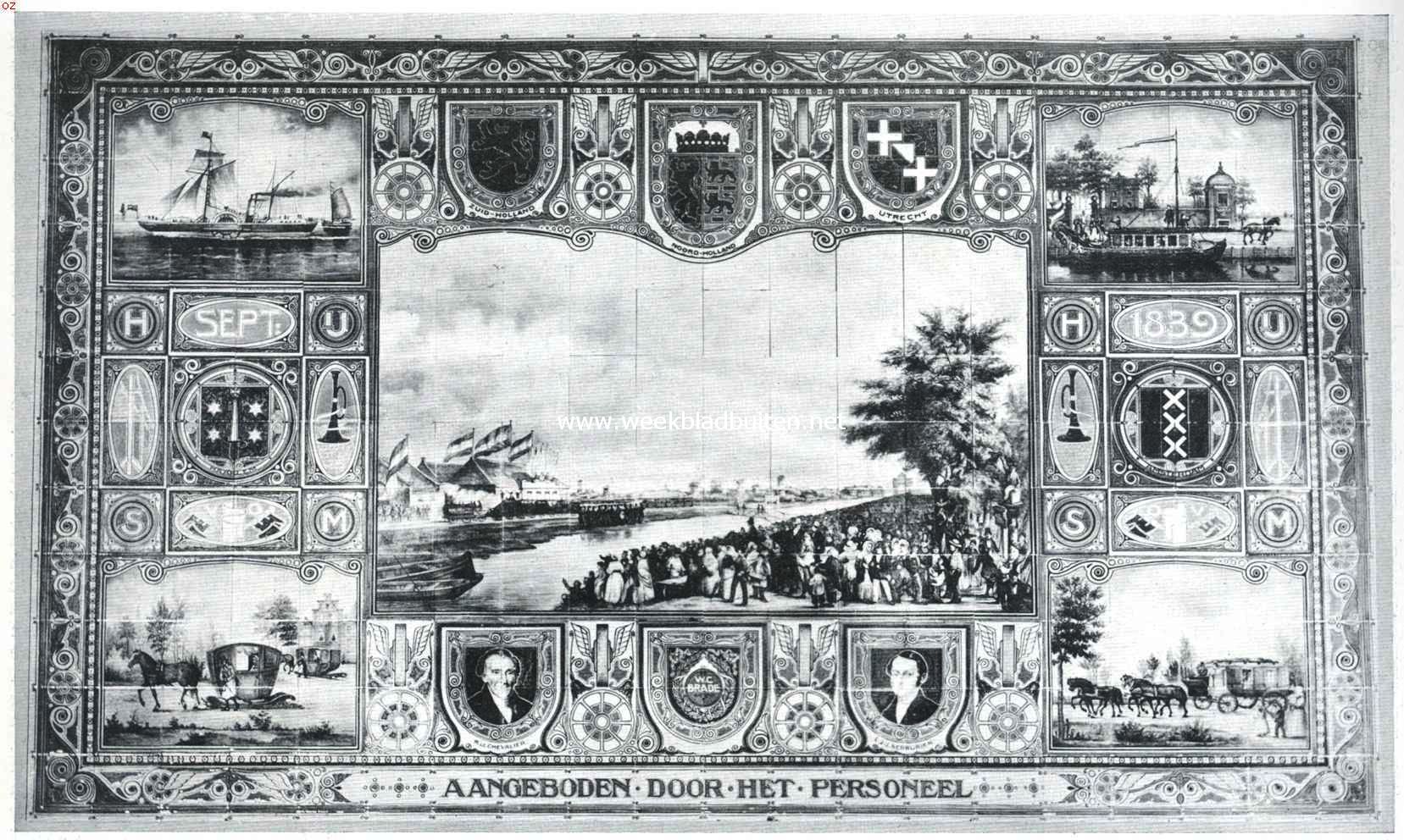 Tegeltableau, aangeboden door het personeel der H.IJ.S.M. aan de directie, ter gelegenheid van het 75-jarig bestaan der maatschappij 1