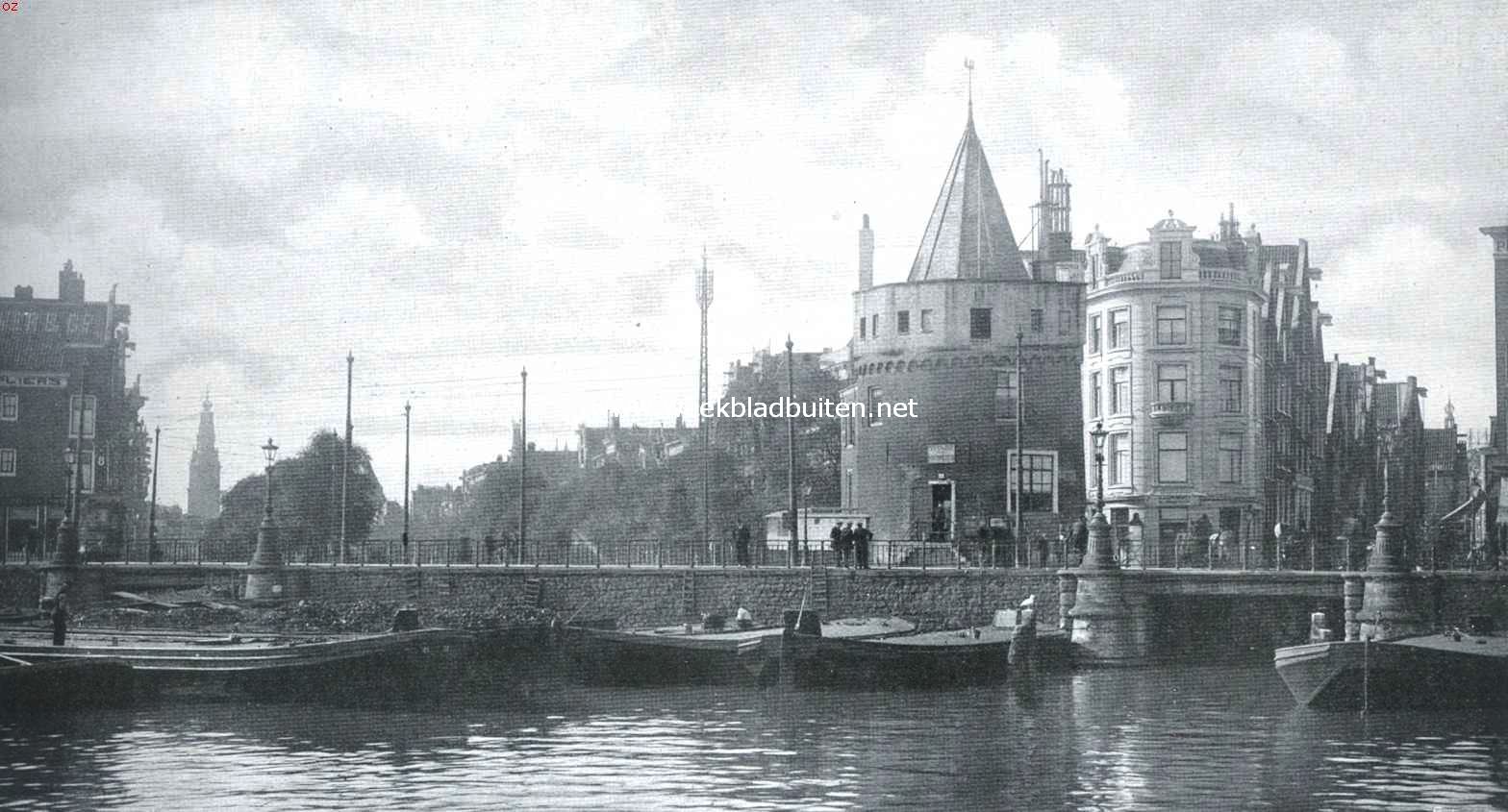 Amsterdamsche torens. De Schreierstoren. Op den achtergrond links de toren der Zuiderkerk