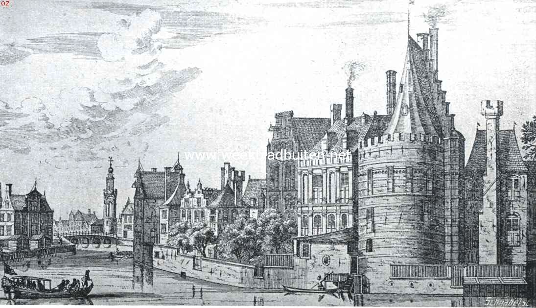 Amsterdamsche torens. De Kloveniersdoelen met (rechts) den toren 