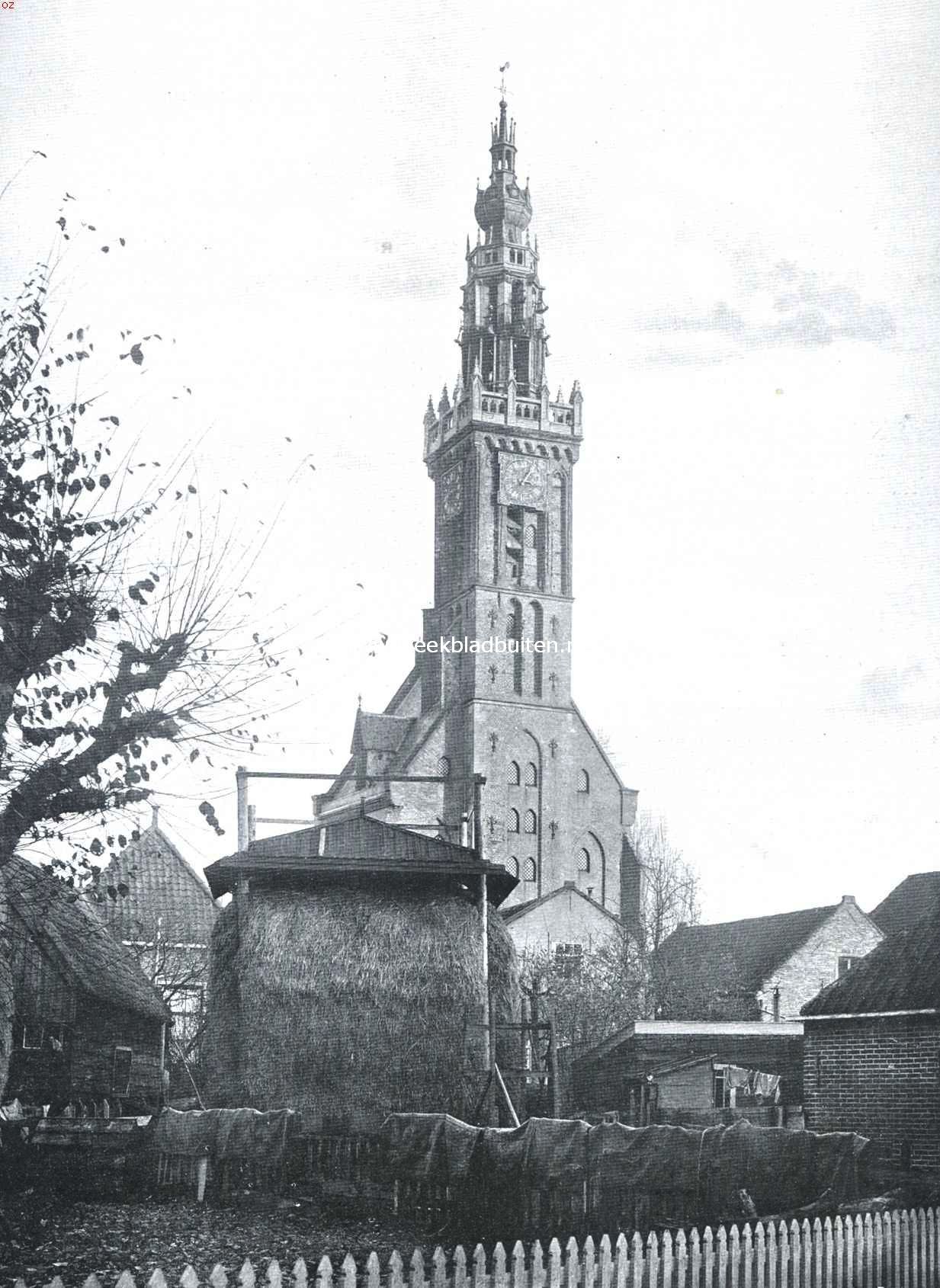 Gezicht op den toren der voormalige L.-Vrouwe- of Kleine Kerk te Edam
