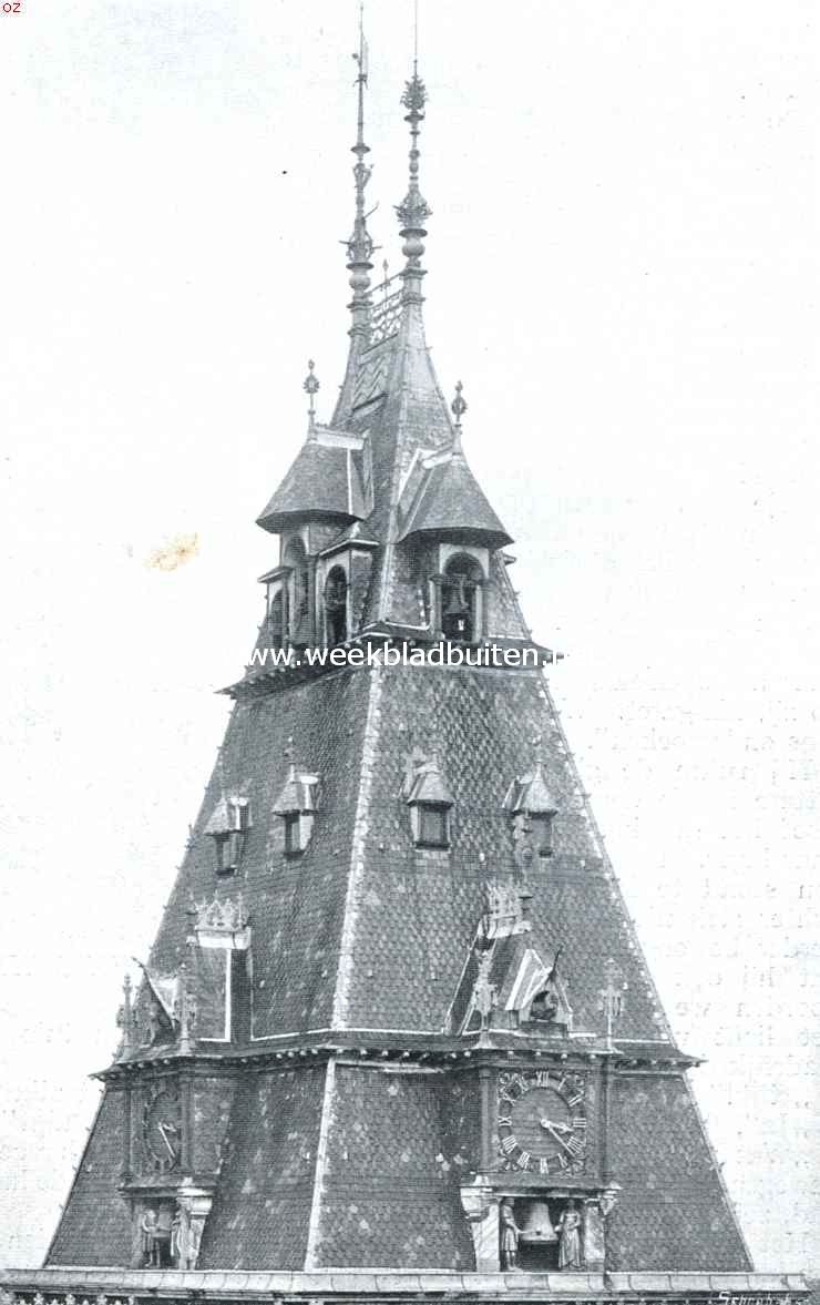 Het klokkenspel van het Rijksmuseum. De oostelijke toren van het Rijksmuseum, waarin het klokkenspel hangt