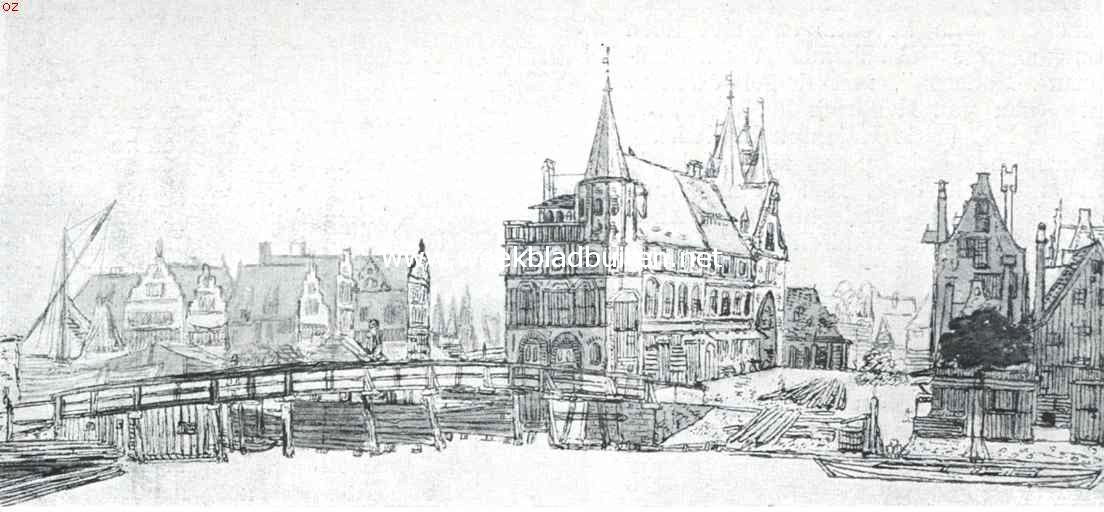 Op en om het Sophiaplein. De oude Regulierspoort. Naar de teekening door Claes Jansz. Visscher, begin 17de eeuw