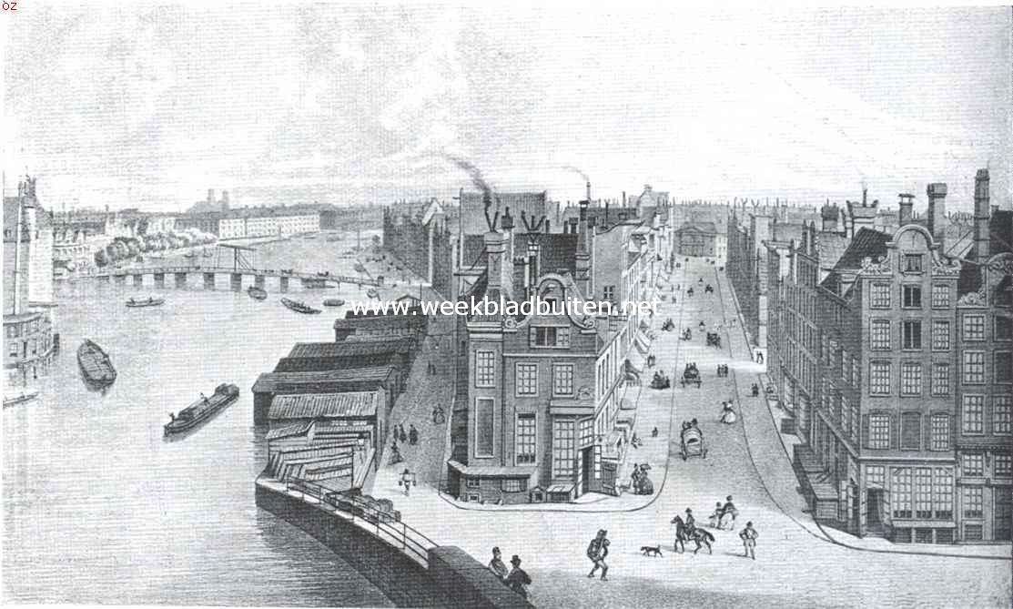 Op en om het Sophiaplein. Gezicht van den Munttoren naar Amstel en Reguliersplein. Naar een steendruk van omstreeks 1850