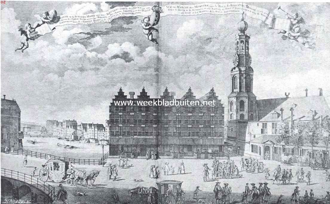 Op en om het Sophiaplein. De Munttoren met de Engelsche huizen. Naar een gravure door H. de Leth, einde 17de eeuw