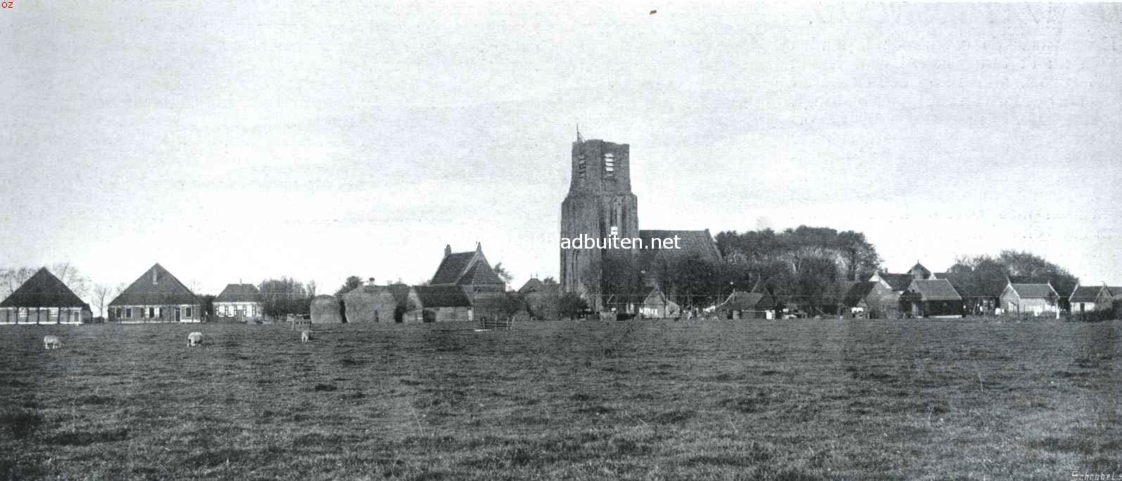 De watersnood in Noord-Holland. Gezicht op het thans aan alle zijden door water omgeven Ransdorp in normale tijden