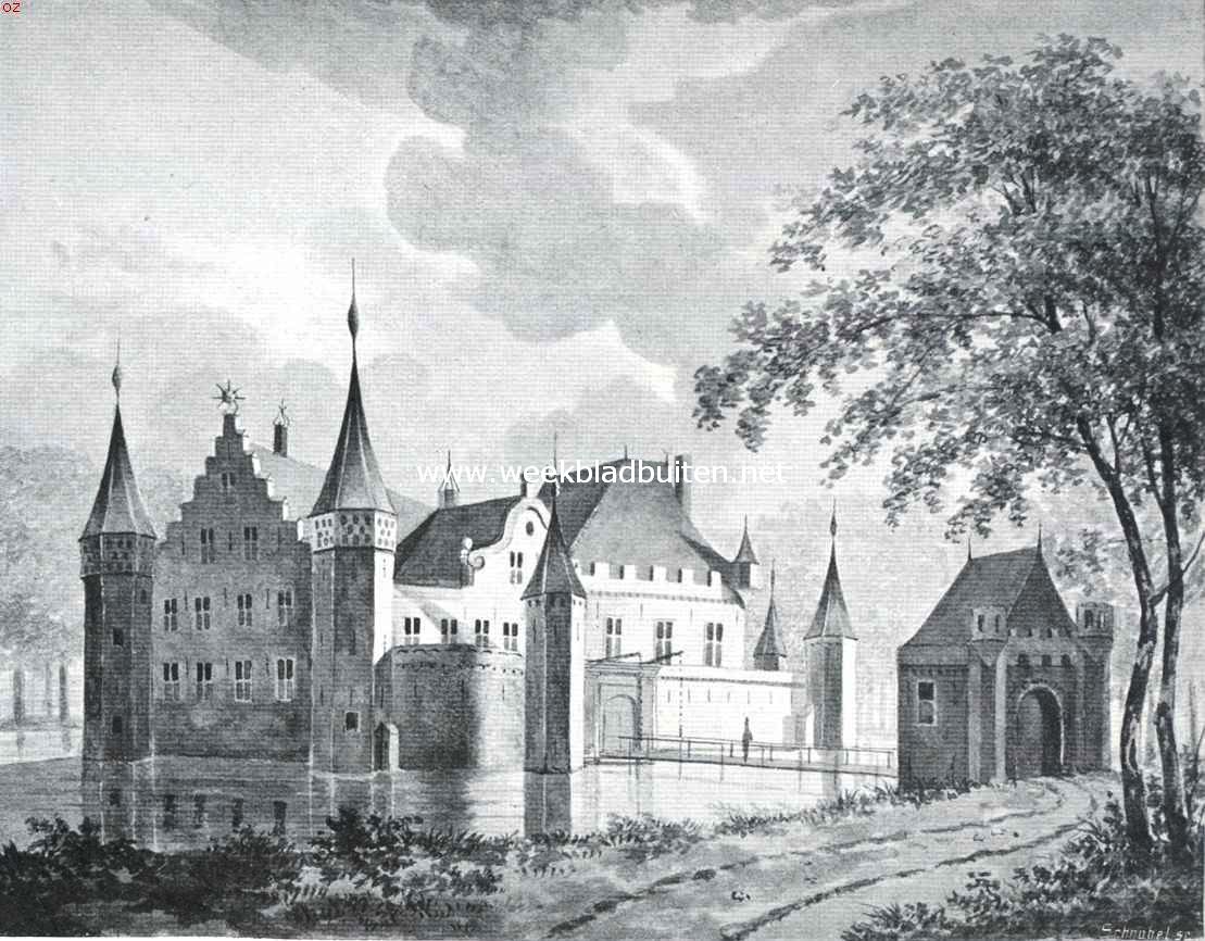 Verdwenen kastelen om en in Rotterdam. Het Hof van Weena vr 1426. Naar een gravure van Altman, berustend op het gemeente-archief te Rotterdam