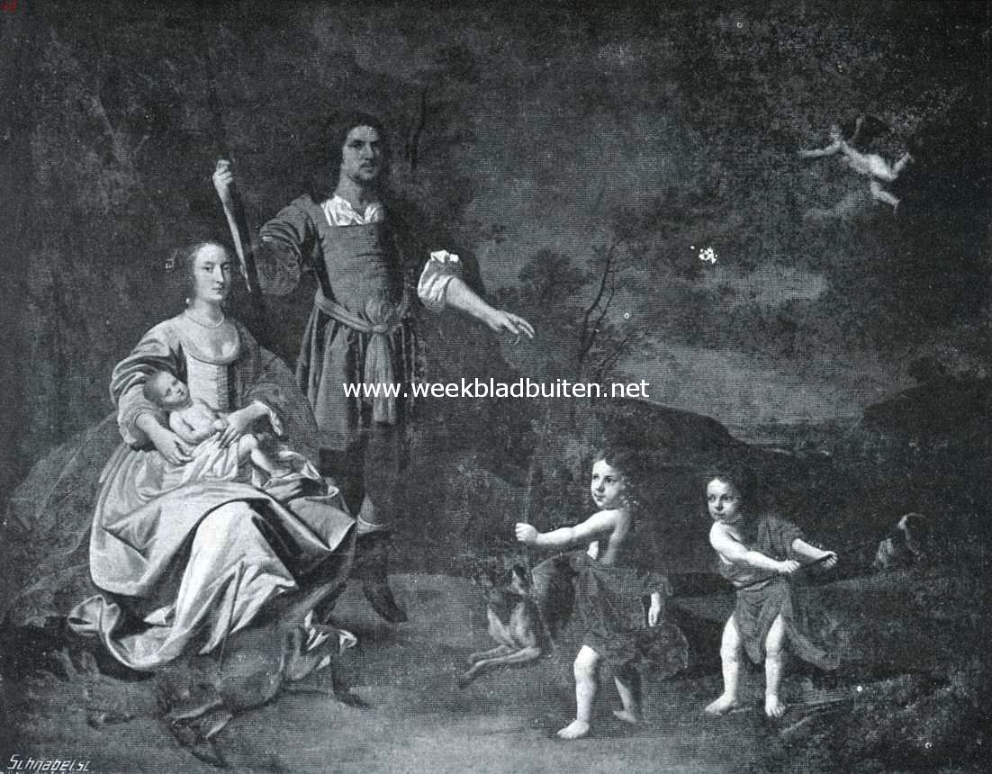 Het Huis te Linschoten. Familiegroep, waarschijnlijk van Johan Strick van Linschoten en Christina Taets van Amerongen (einde zeventiende eeuw)