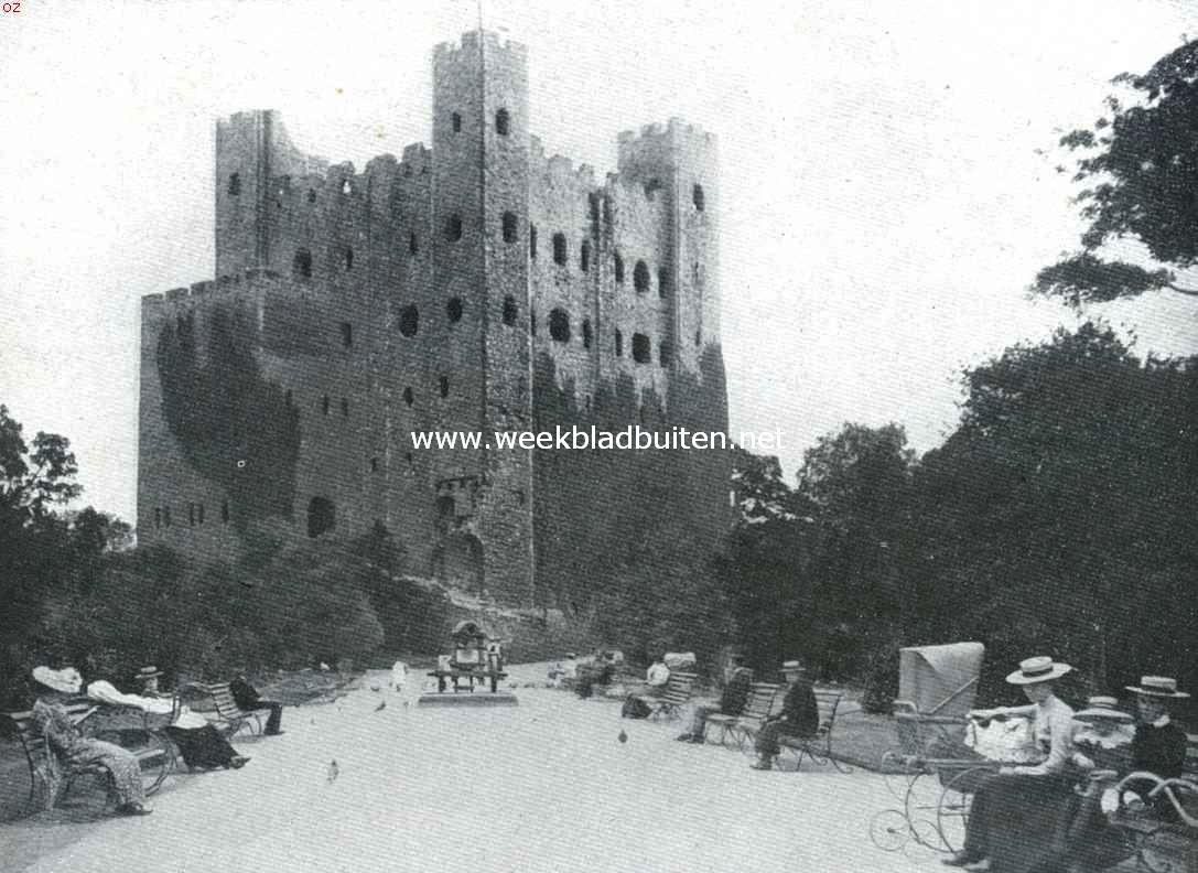 Waar de zeppelins hun jongste aanvallen deden, het kasteel te Rochester