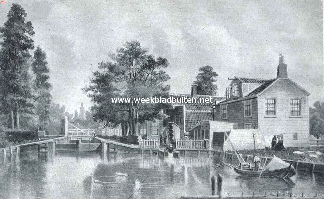 De Boerenwetering in verleden en toekomst. Het Polderhuis aan de Boerenwetering, in 1872. Naar een aquarel van J.J.A. Hilverdink. Sted. Arch. Amsterdam