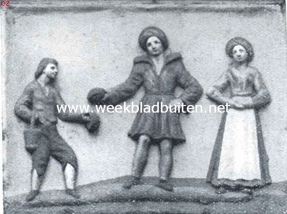 Hoorn, de zeshonderdjarige. Gevelsteen van Truydeman en syn wyf in een huis op het Groote Oost te Hoorn