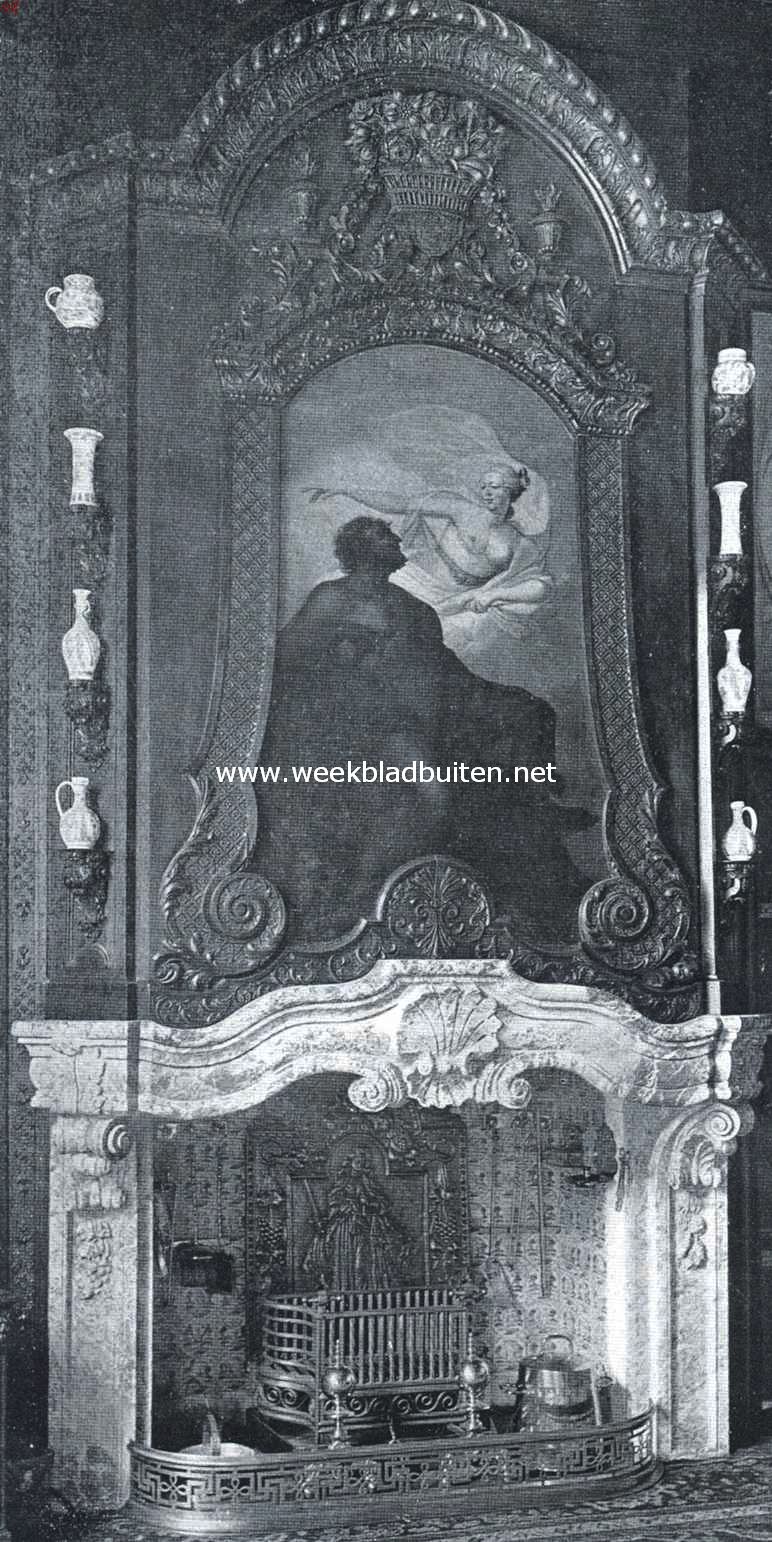 Het kasteel het Nijenhuis. Schoorsteen in de rookkamer
