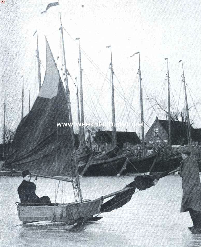 Ijsvlet op de Zuiderzee bij Volendam