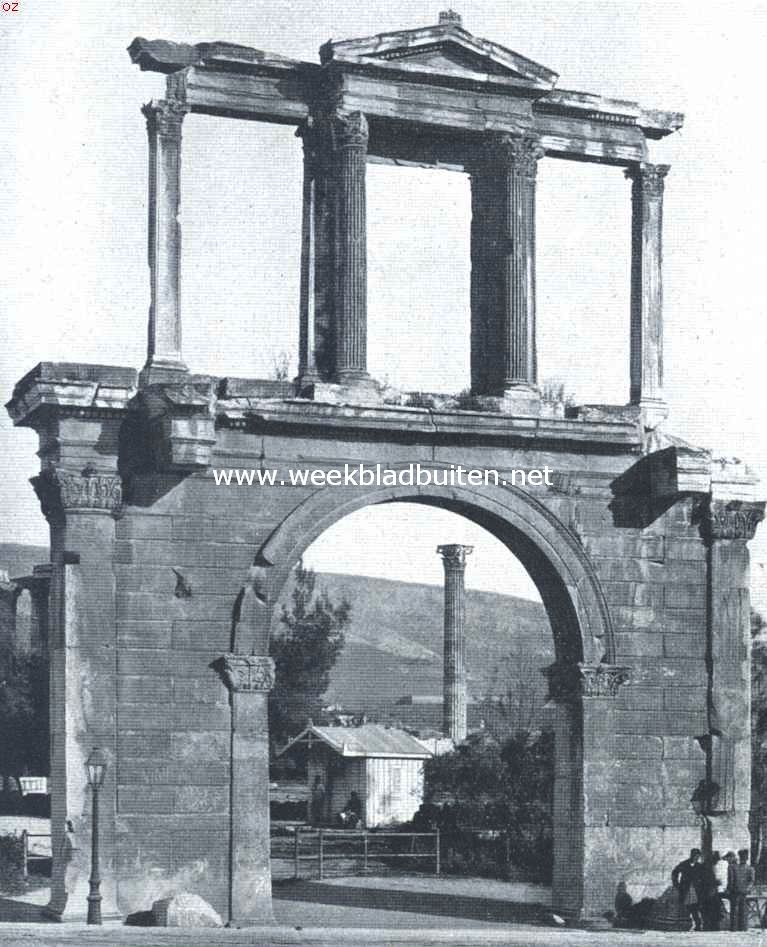 Triomfen en Triomfbogen. Boog van Hadrianus te Athene, op zijn laatst opgericht ongeveer 120 N. Chr. Aan de eene zijde stond: dit is de stad van Theseus aan de andere: dit is de stad van Hadrianus