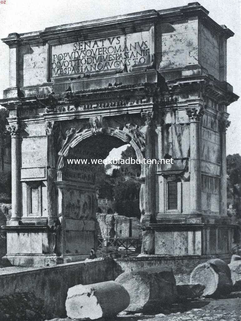 Triomfen en Triomfbogen. Triomfboog te Rome, in 80 N. Chr. Aan Titus Vespasianus gewijd als huldiging voor zijn overwinning op de Isralieten