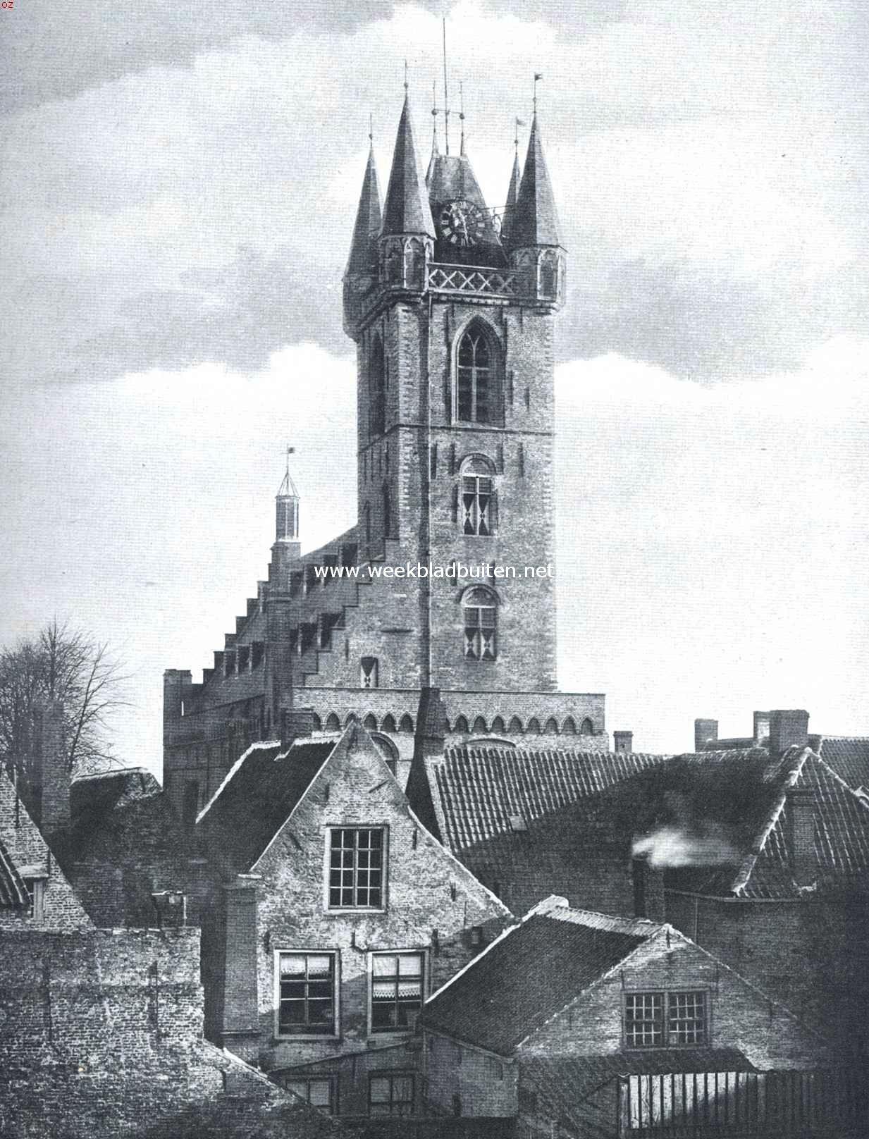 Gezicht op den Stadhuistoren te Sluis