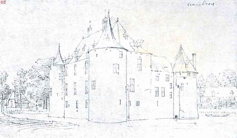Het kasteel Ammerzoden. Zuidzijde, in de eerste helft der 18de eeuw