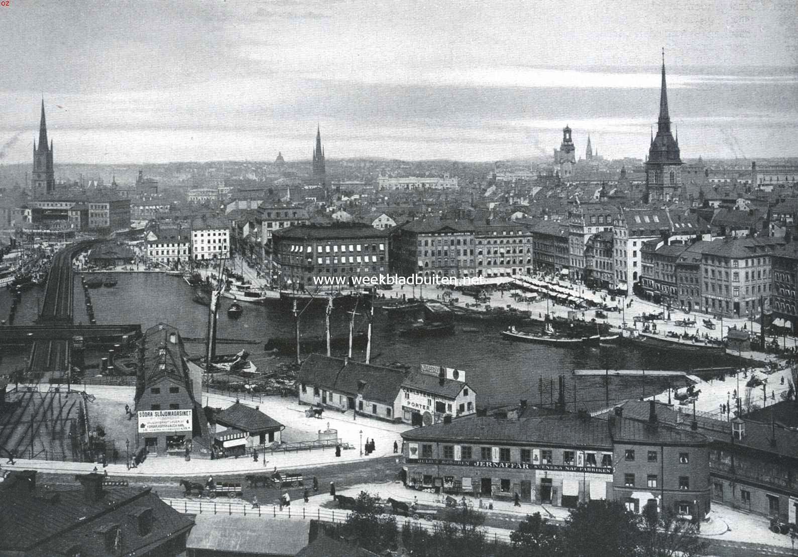 Kijkjes in Zwedens's hoofdstad. Panorama van Stockholm van de Katharina-lift af
