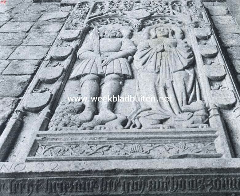 De stad Tholen. Grafsteen van Guy Anthoniszoon van Blois (overleden 1527) en zijn echtgenoote Dingena Assemans in de O.L. Vrouwekerk