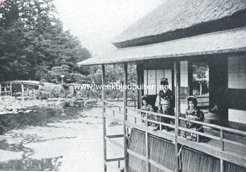 Japan. Japansche woning bij het Biwa-meer