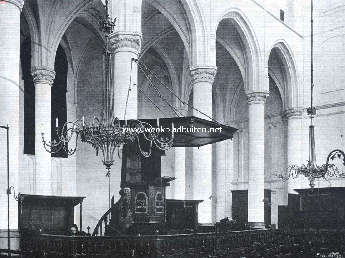 Goes. Gezicht op de preekstoel in de Groote Kerk