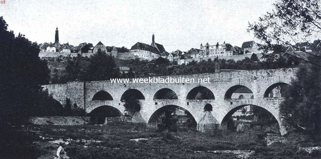 Rothenburg ob der Tauber. De Dubbele Brug over de Tauber