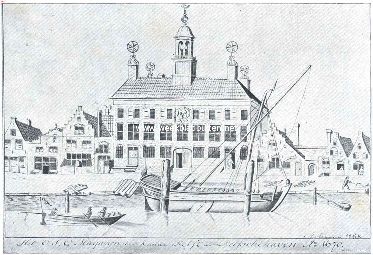 De gebouwen der O.-I. Compagnie. Het Zeemagazijn der kamer Delft te Delfshaven vr den brand van 1746