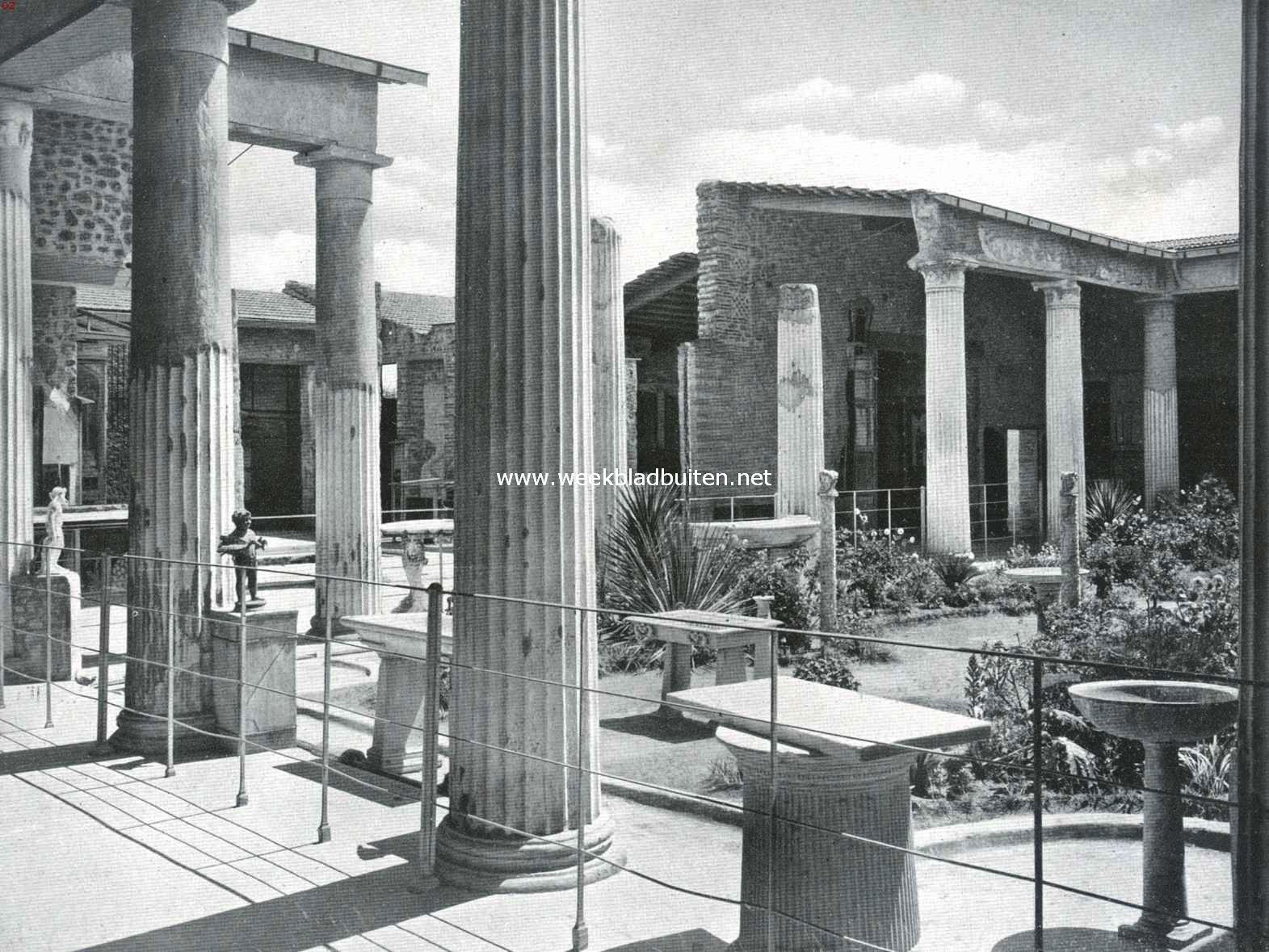 Het Romeinsche huis. (afb. 1.). Het peristylium van het huis der Vettii te Pompeii