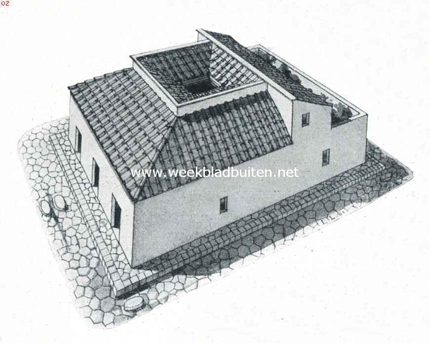 Een atriumhuis in vogelvlucht gezien. (afb. 3.). (ingang links)
