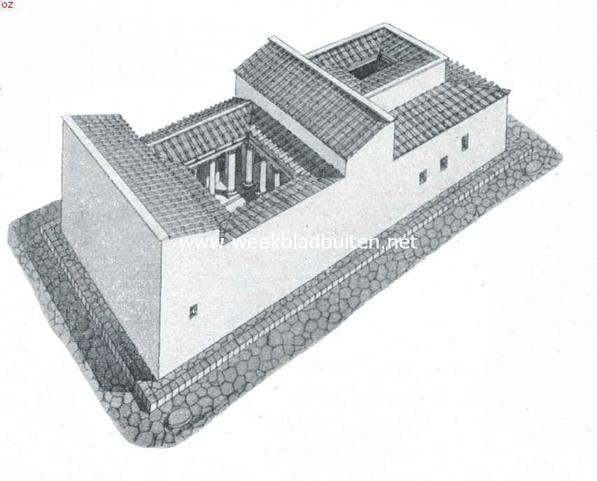 Een peristyliumhuis in vogelvlucht gezien. (afb. 4.). (ingang rechts)