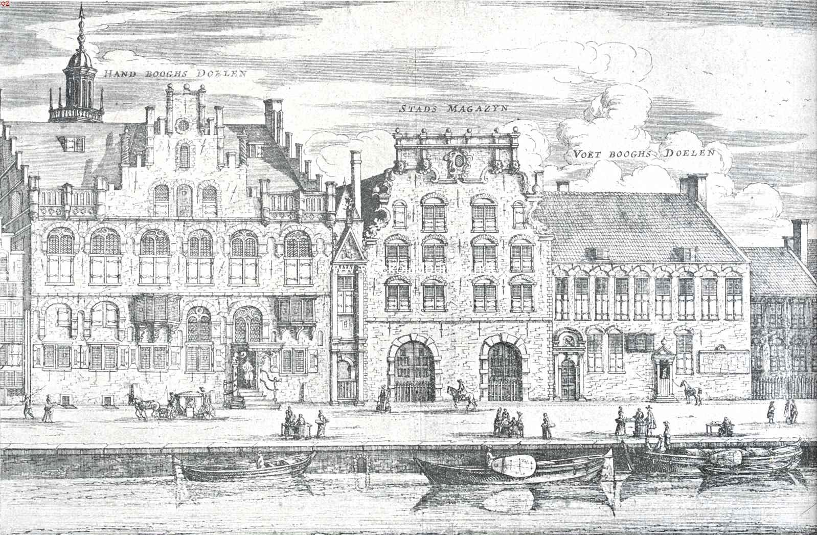 De Doelens te Amsterdam. Handboogsdoelen, Stad-Artilleriemagazijn en Voetboogsdoelen in de zeventiende eeuw. Naar de gravure uit Dapper
